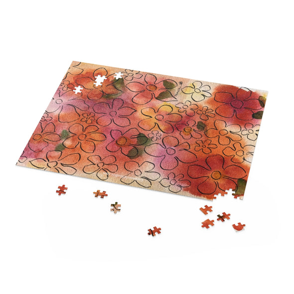 500-Piece Puzzle with Calligraphic Flowers