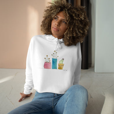 Super Comfy Crop Hoodie - 3 Cute Flower Containers