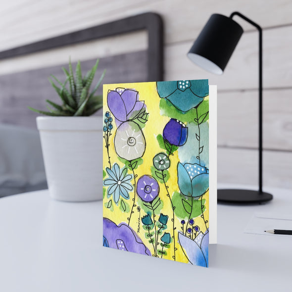 Purple and Blue Flowers Greeting Card