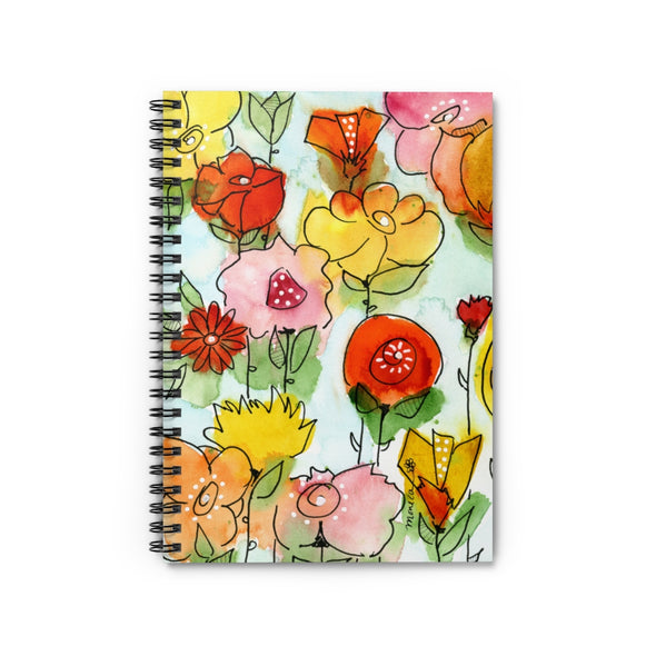 Flower-covered Spiral Notebook - lined pages
