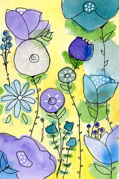 Purple and Blue Flowers Wall Art