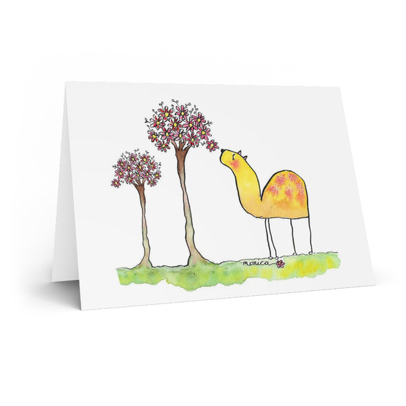 Deer with Flower Trees Greeting Card