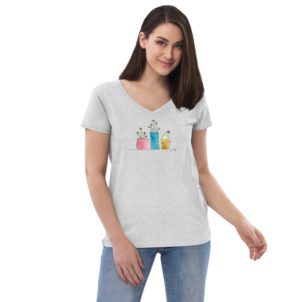 Women’s eco-friendly v-neck t-shirt - 4 Cute Flower Containers